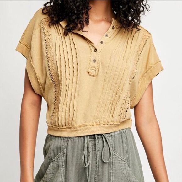 We the free Roxy Tee Golden Palm over size sleeveless top size XS - Picture 1 of 6